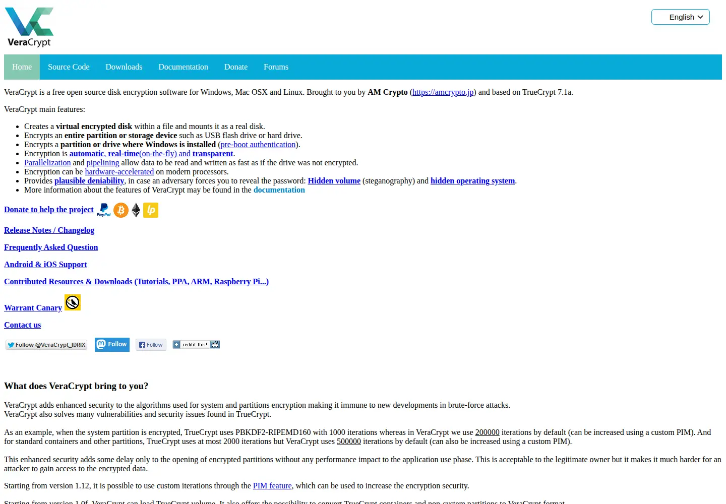 Screenshot of veracrypt.io
