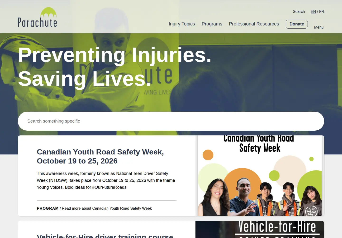 Screenshot of parachutecanada.org