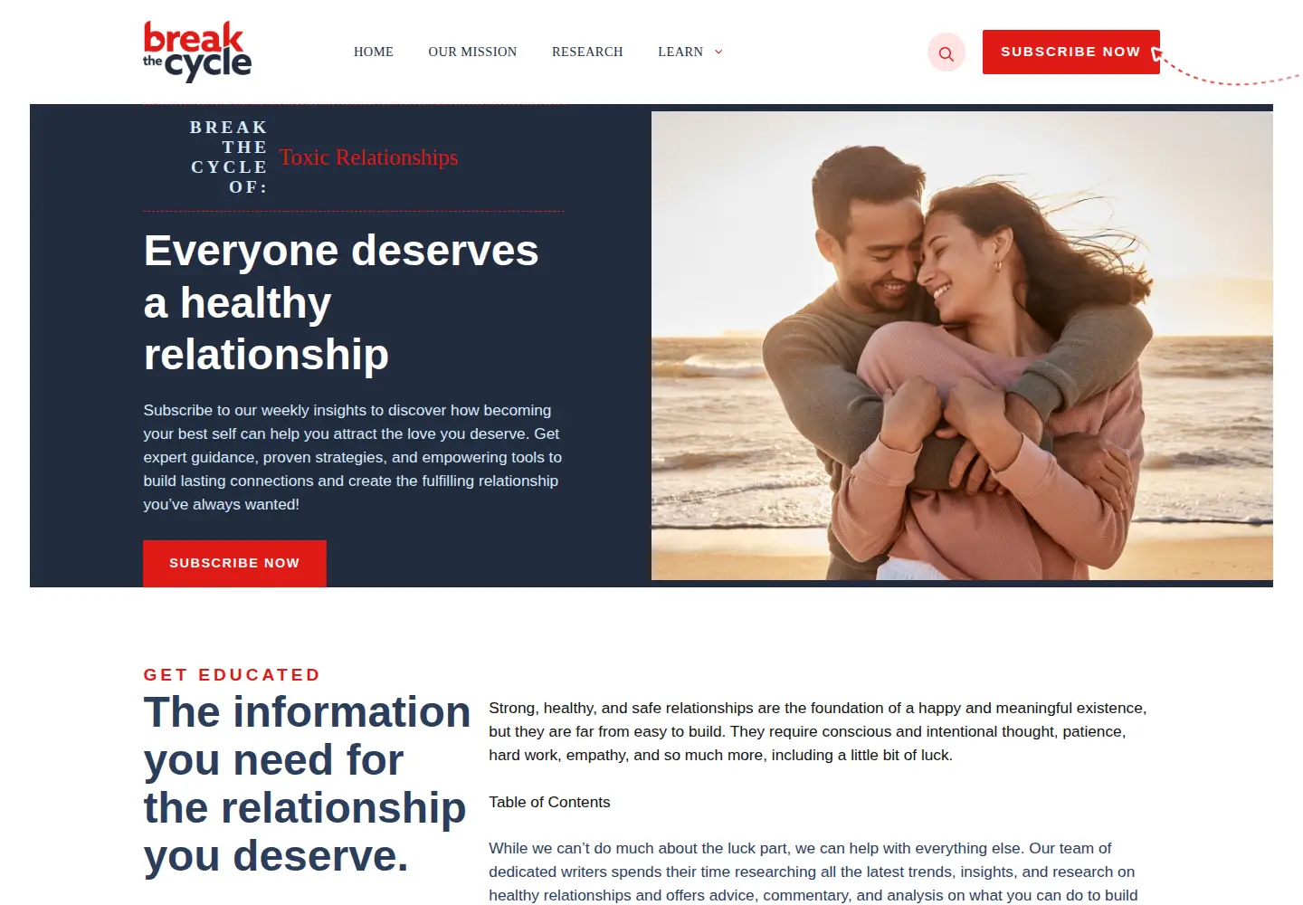 Screenshot of breakthecycle.org