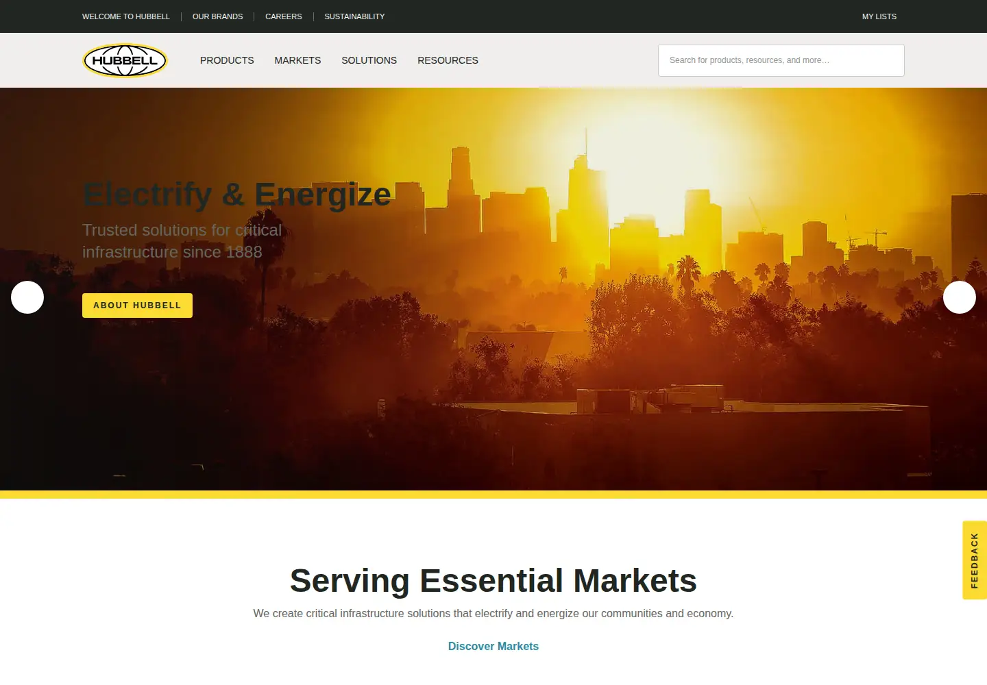 Screenshot of hubbell.com