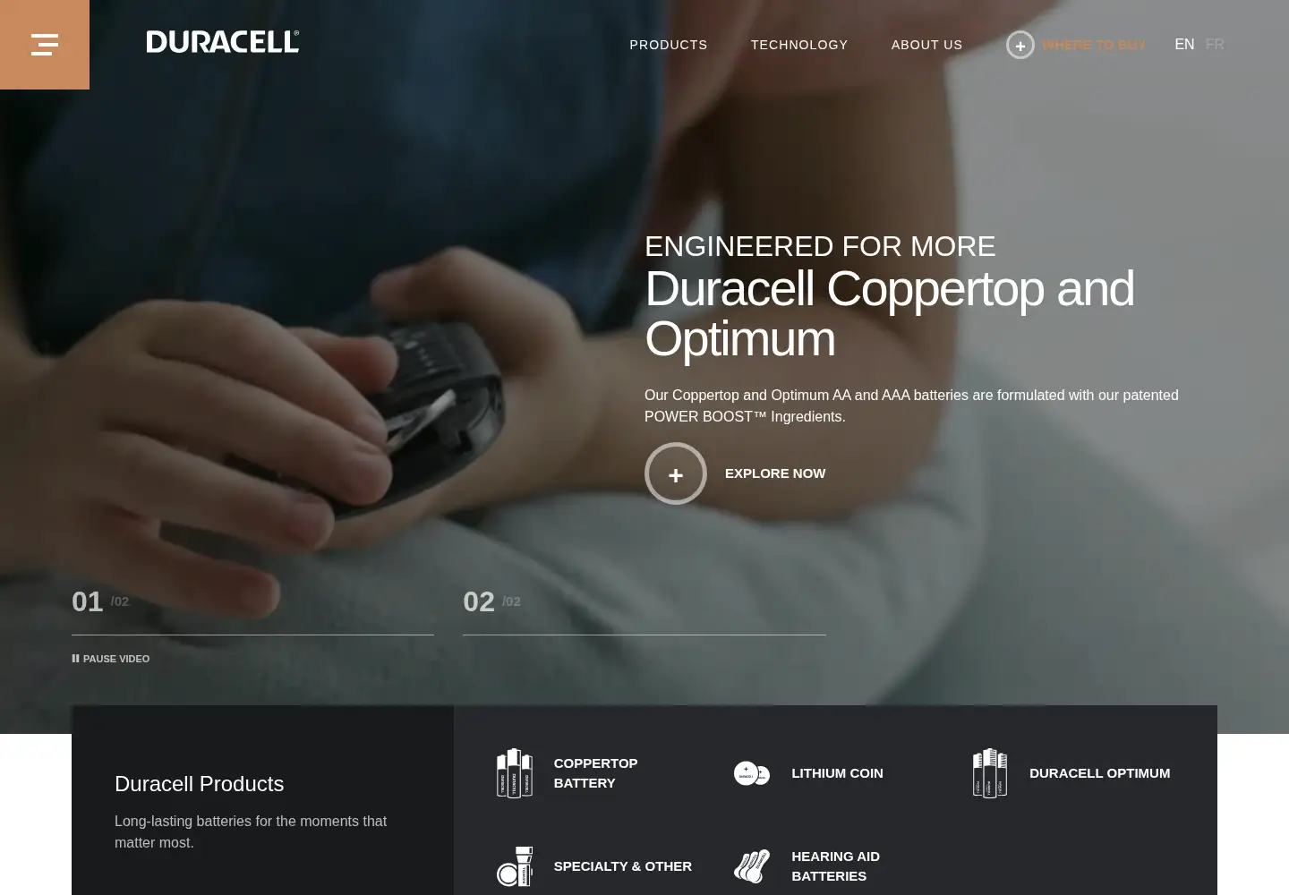 Screenshot of duracell.com