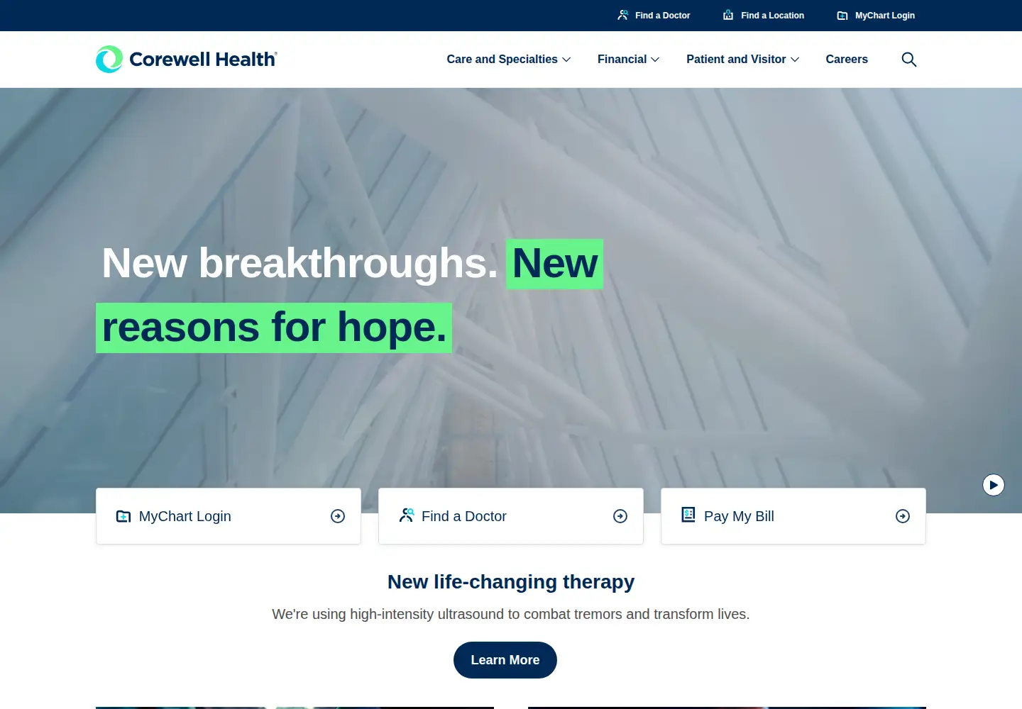 Screenshot of corewellhealth.org