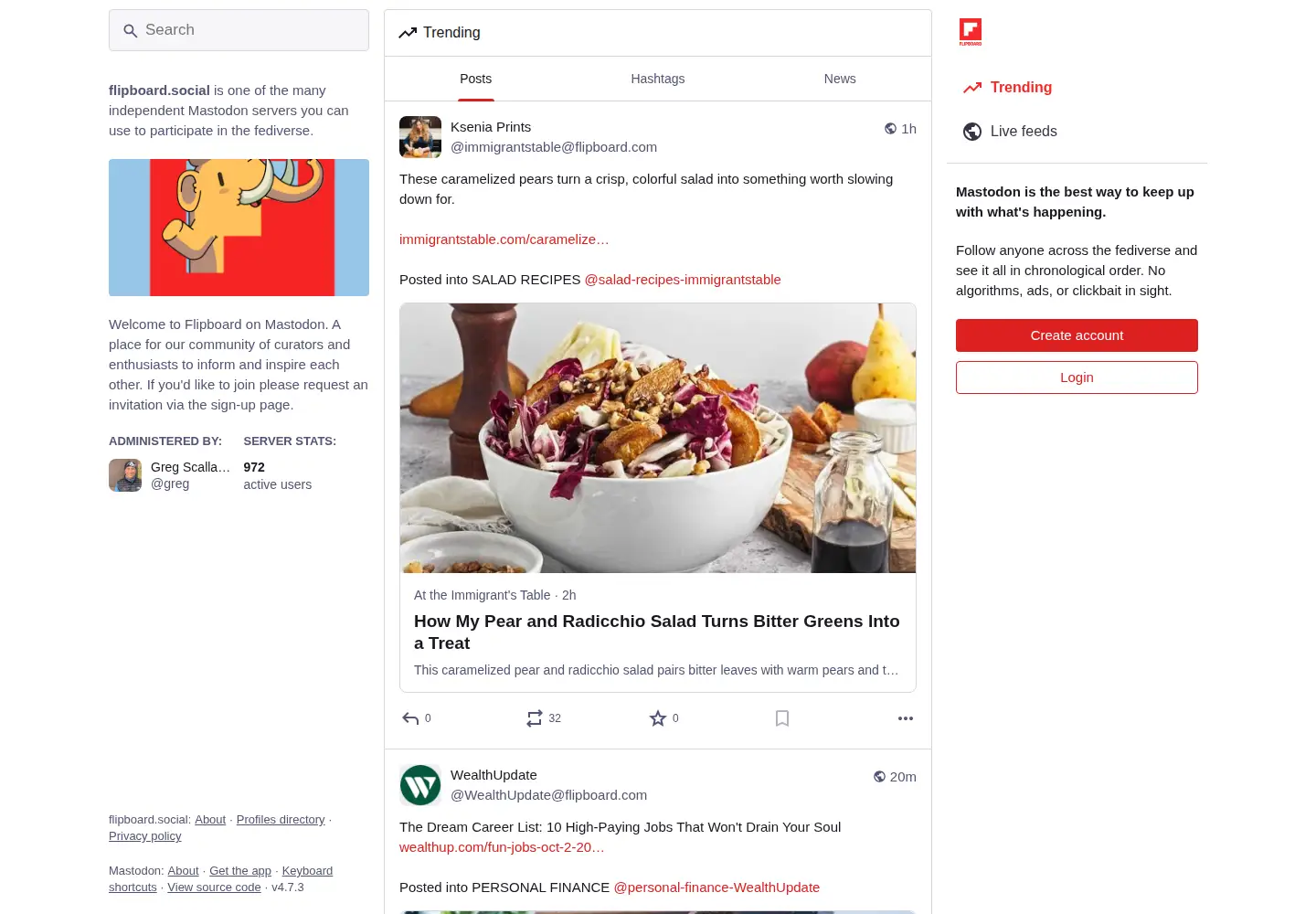Screenshot of flipboard.social