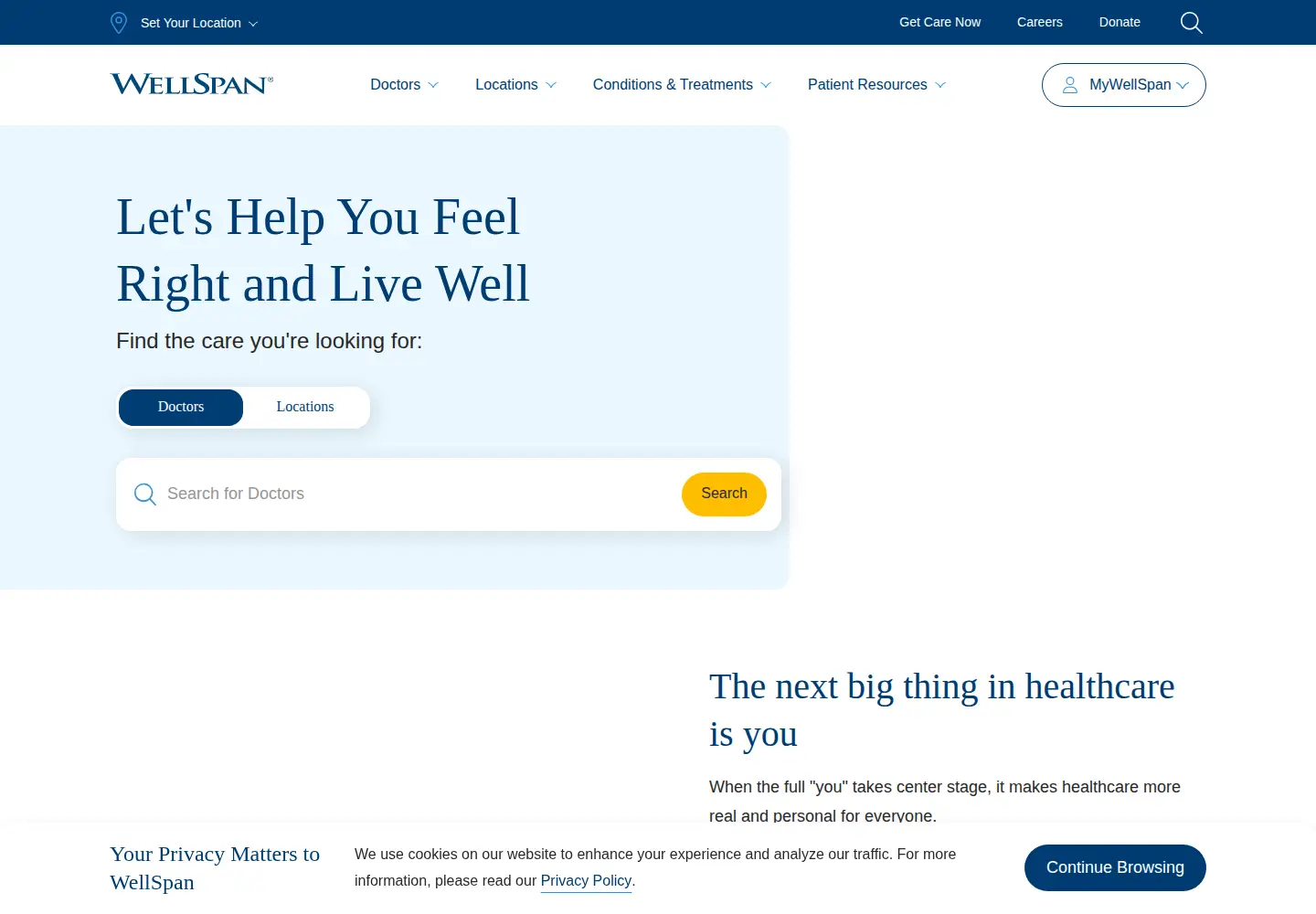 Screenshot of wellspan.org