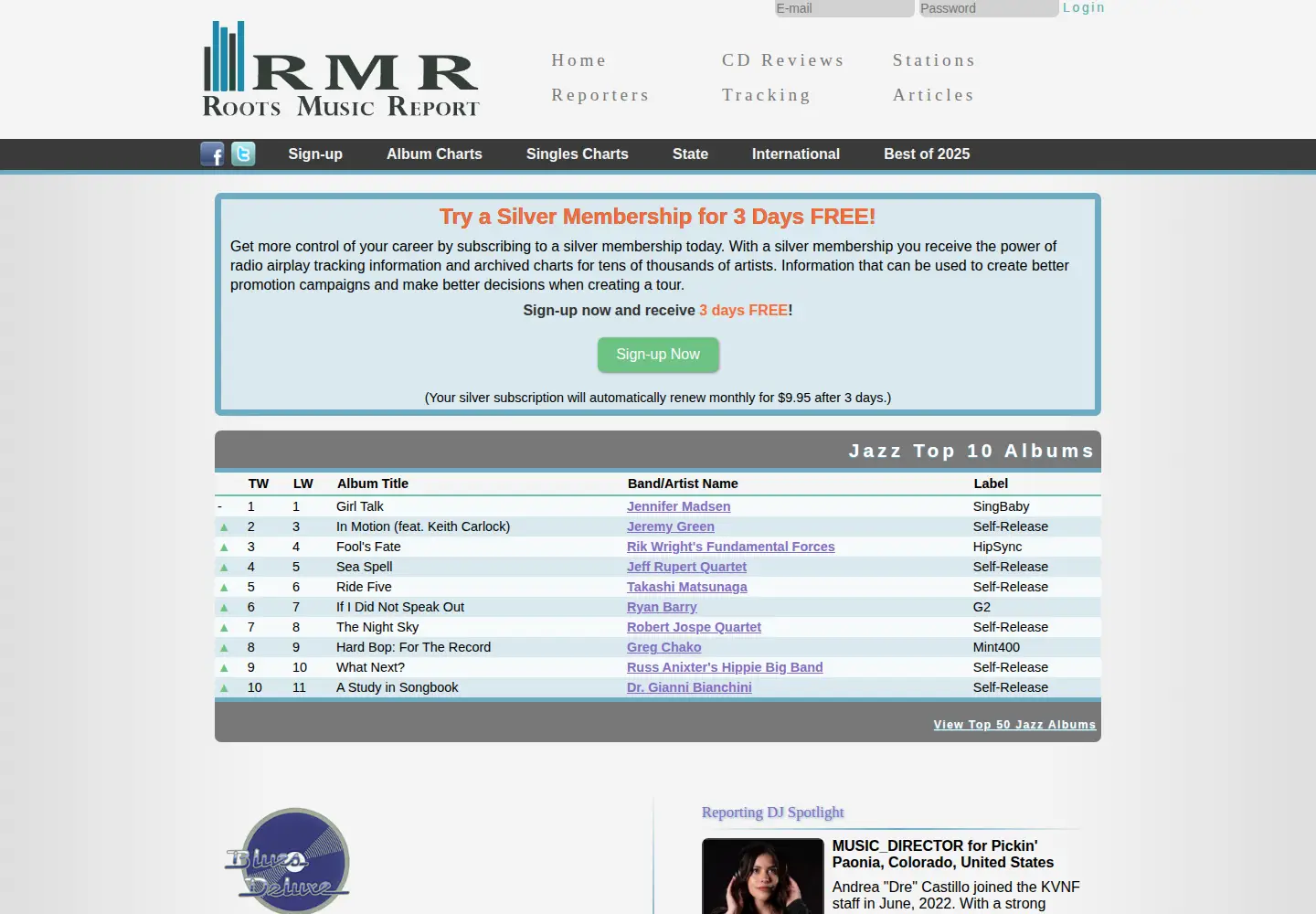 Screenshot of rootsmusicreport.com