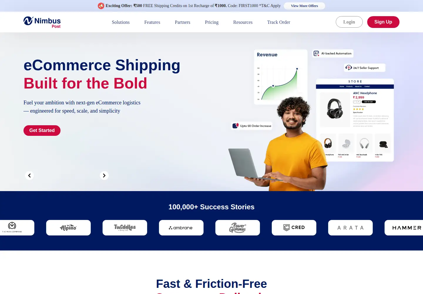 Screenshot of nimbuspost.com
