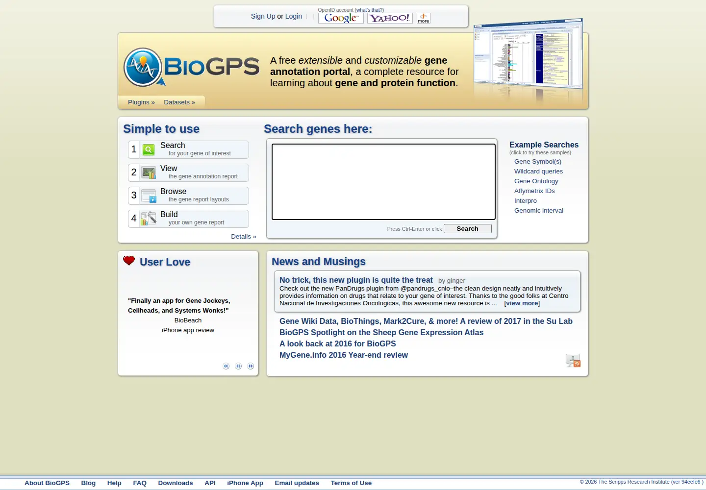 Screenshot of biogps.org