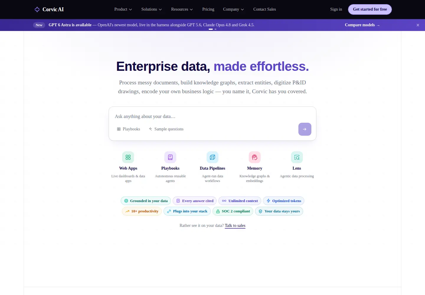 Screenshot of corvic.ai