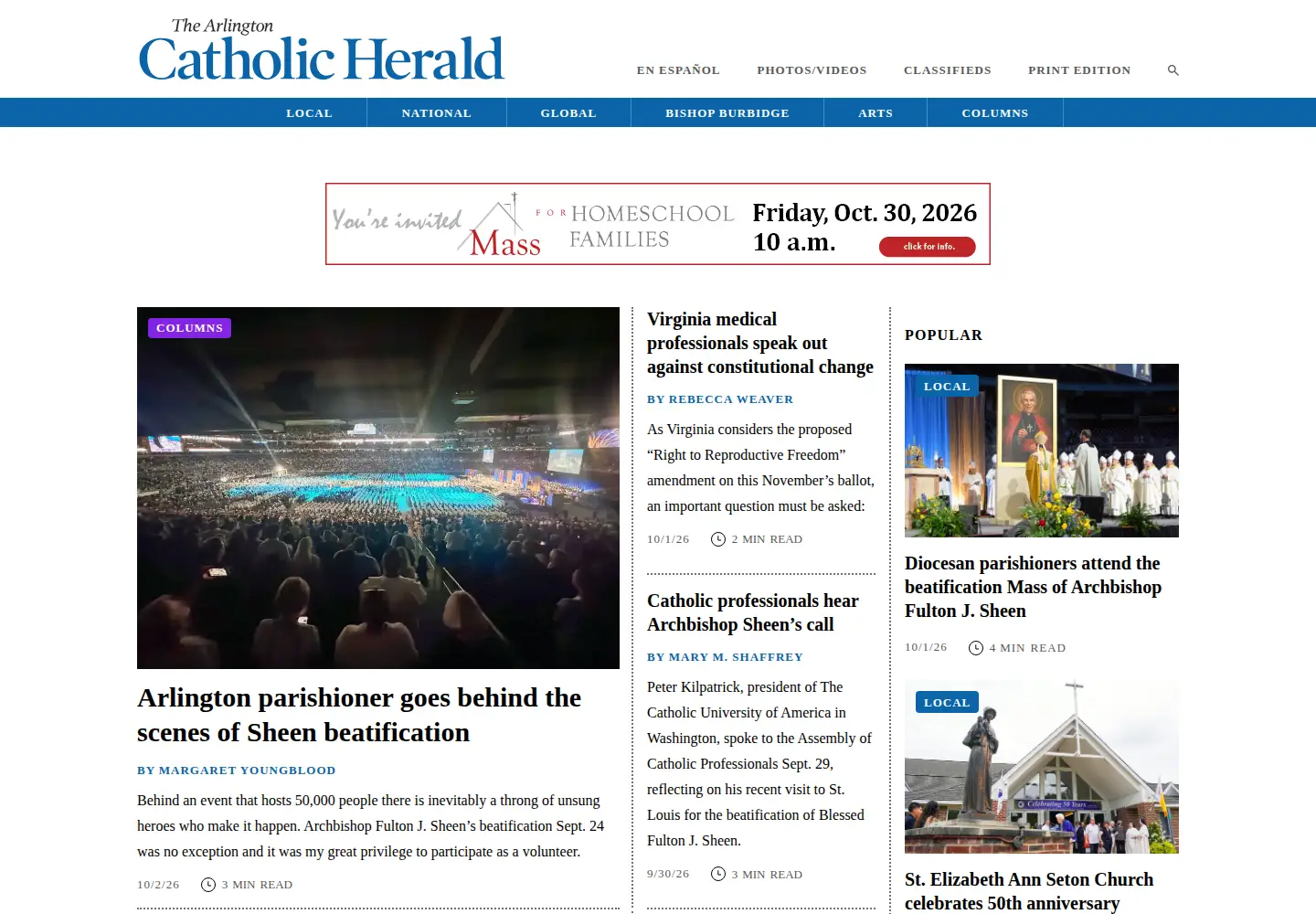 Screenshot of catholicherald.com
