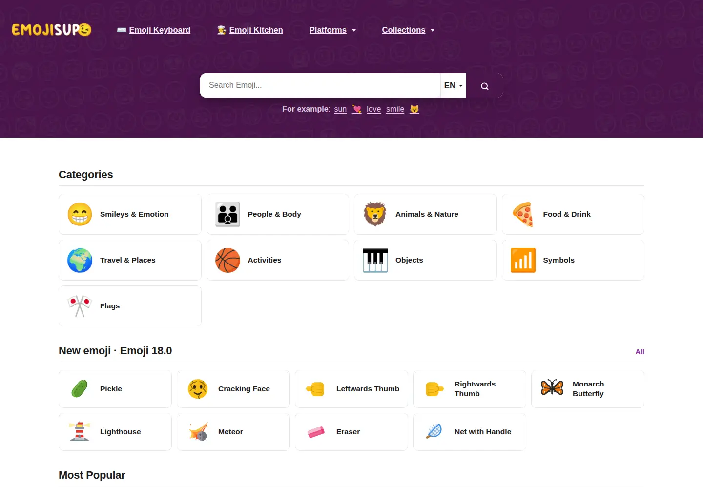 Screenshot of emojisup.org