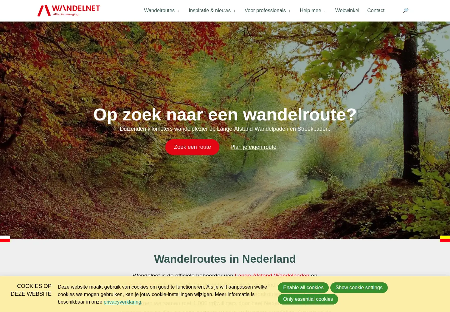 Screenshot of wandelnet.nl