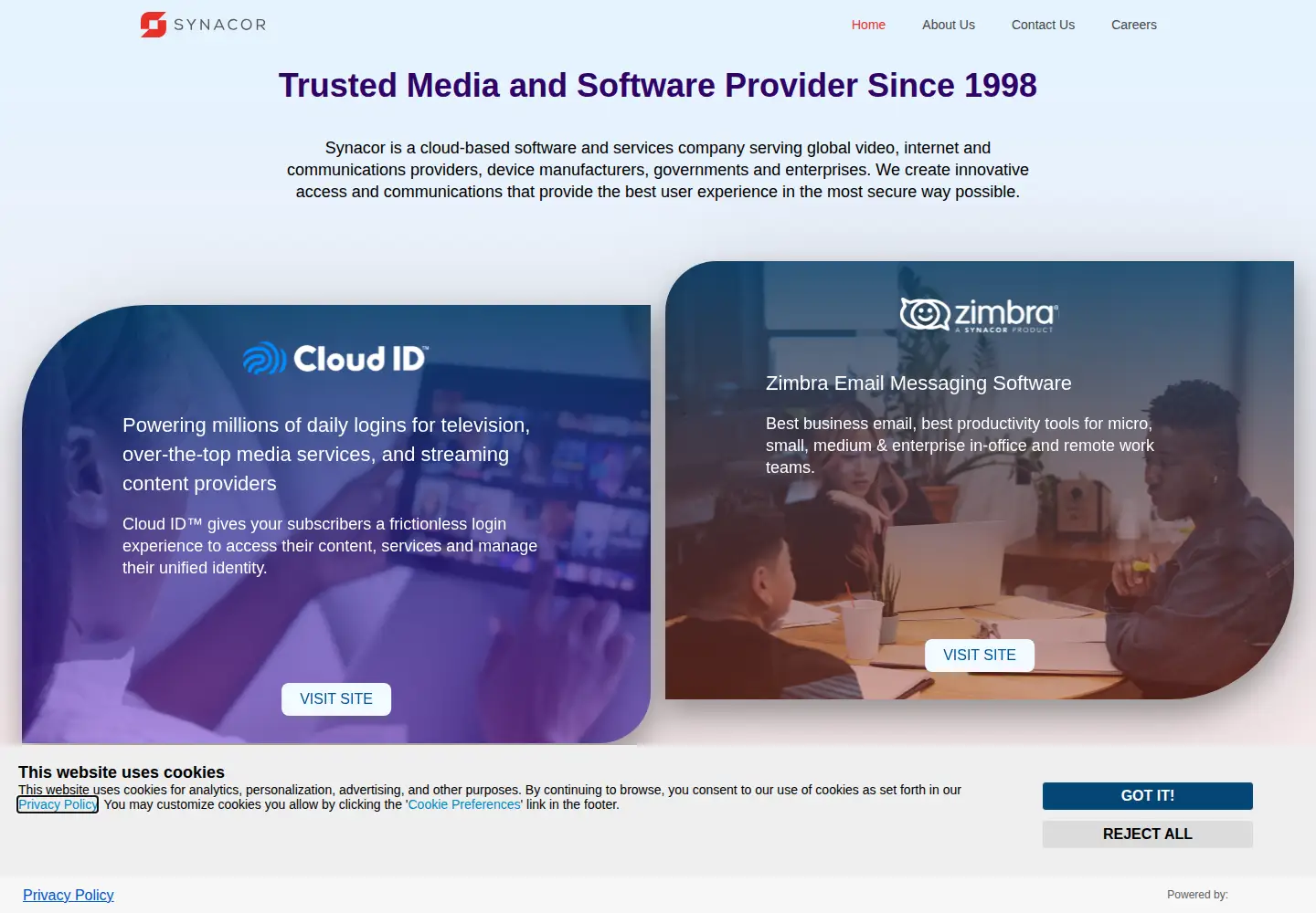 Screenshot of synacor.com