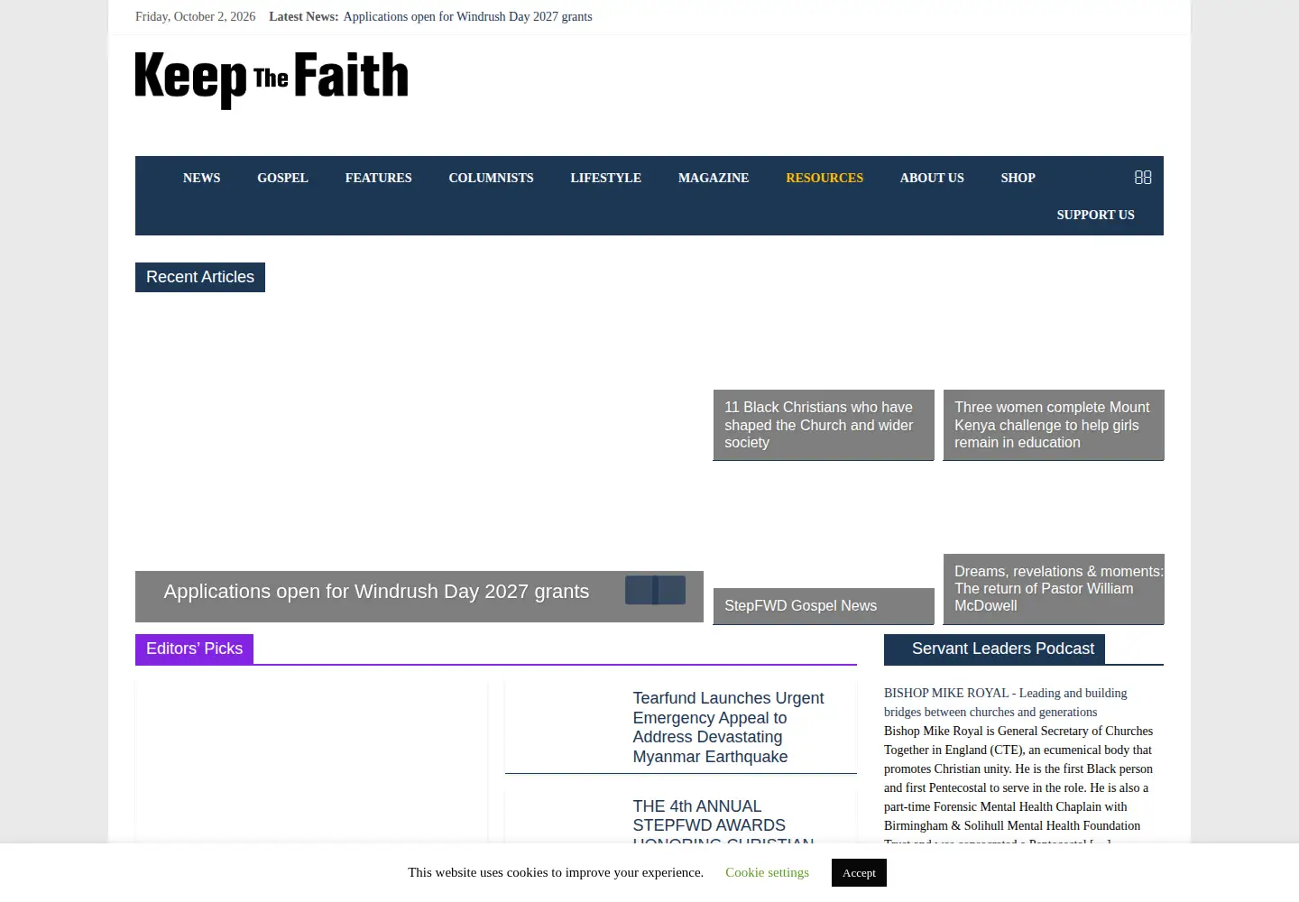 Screenshot of keepthefaith.co.uk