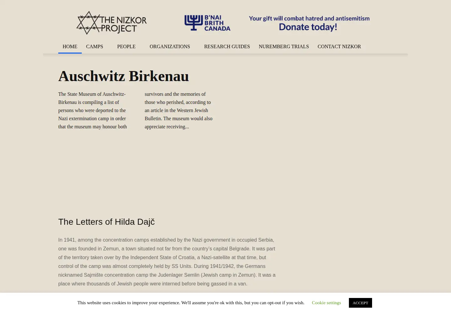 Screenshot of nizkor.org