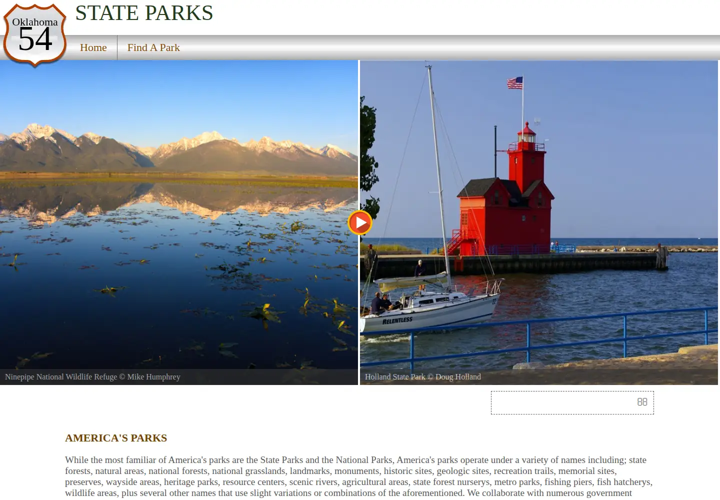 Screenshot of stateparks.com