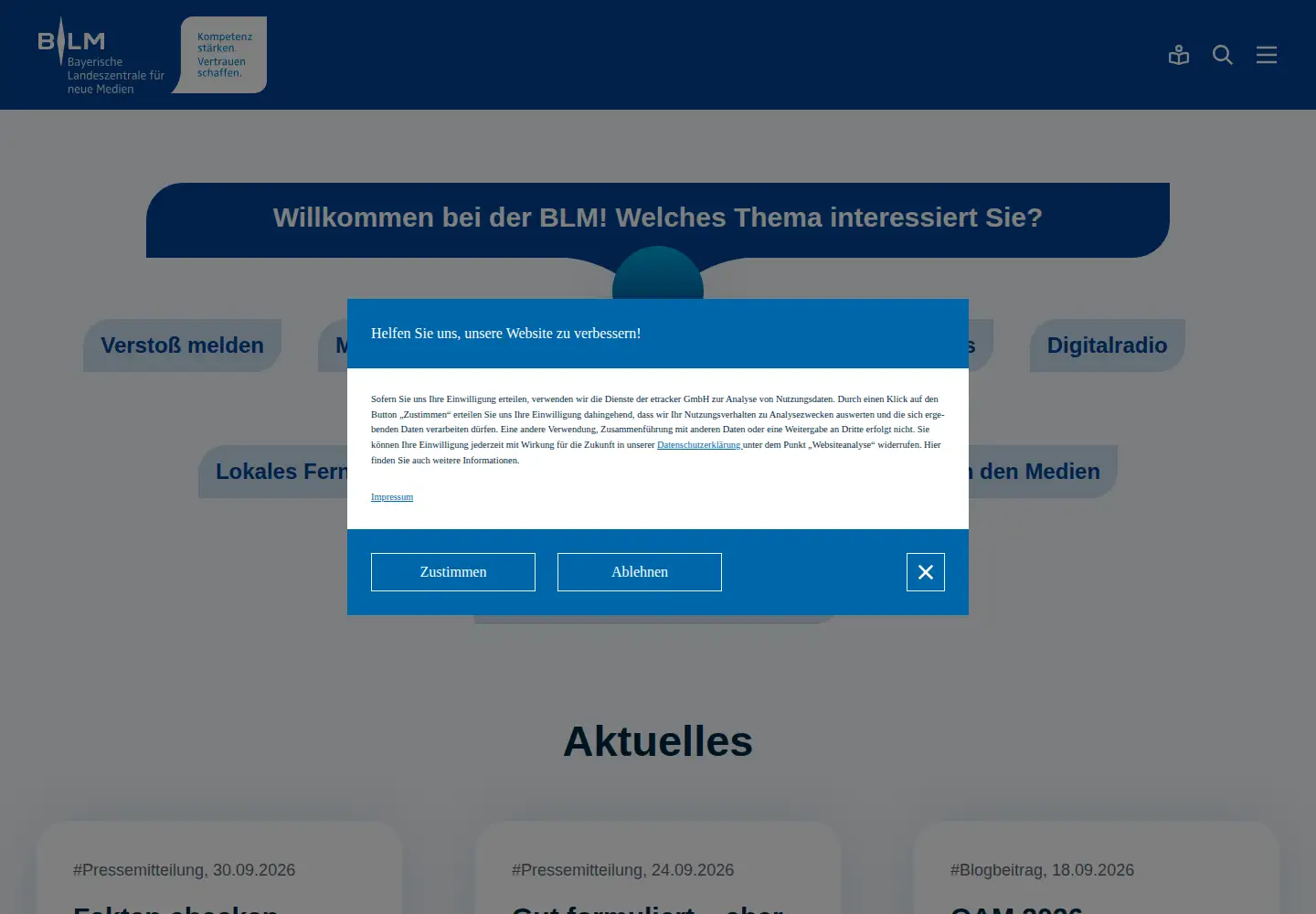 Screenshot of blm.de