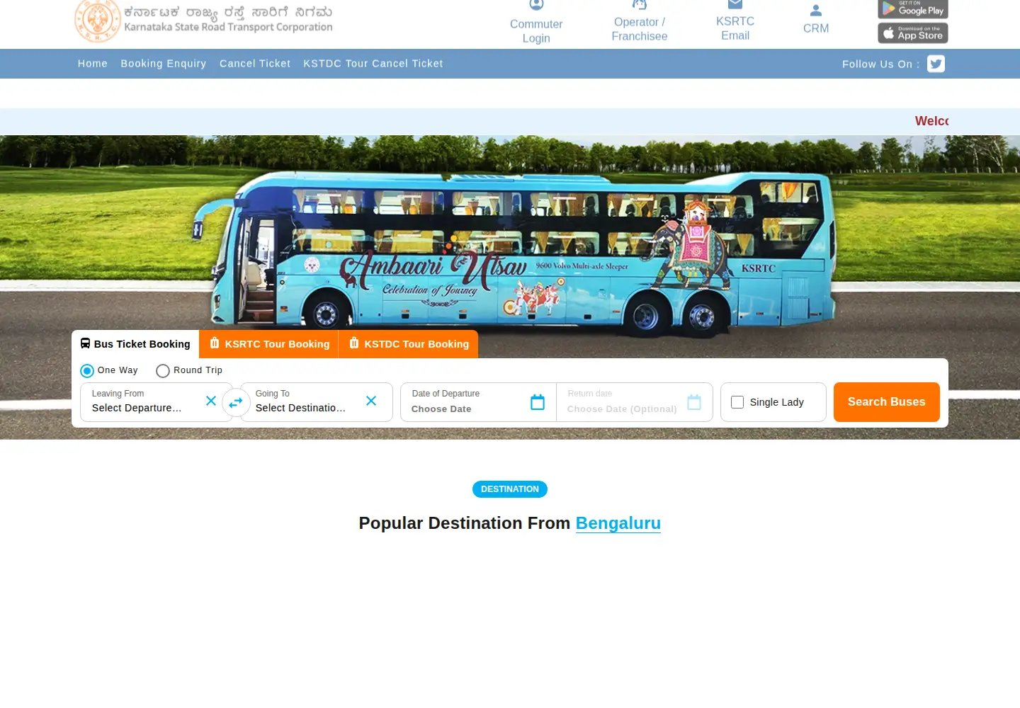 Screenshot of ksrtc.in