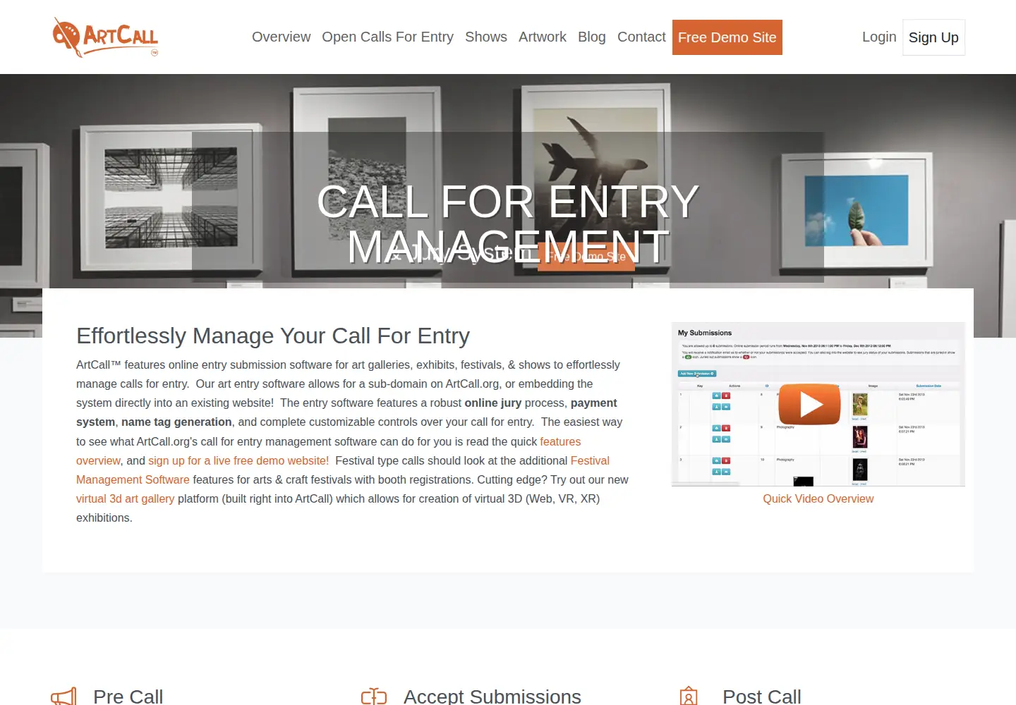 Screenshot of artcall.org