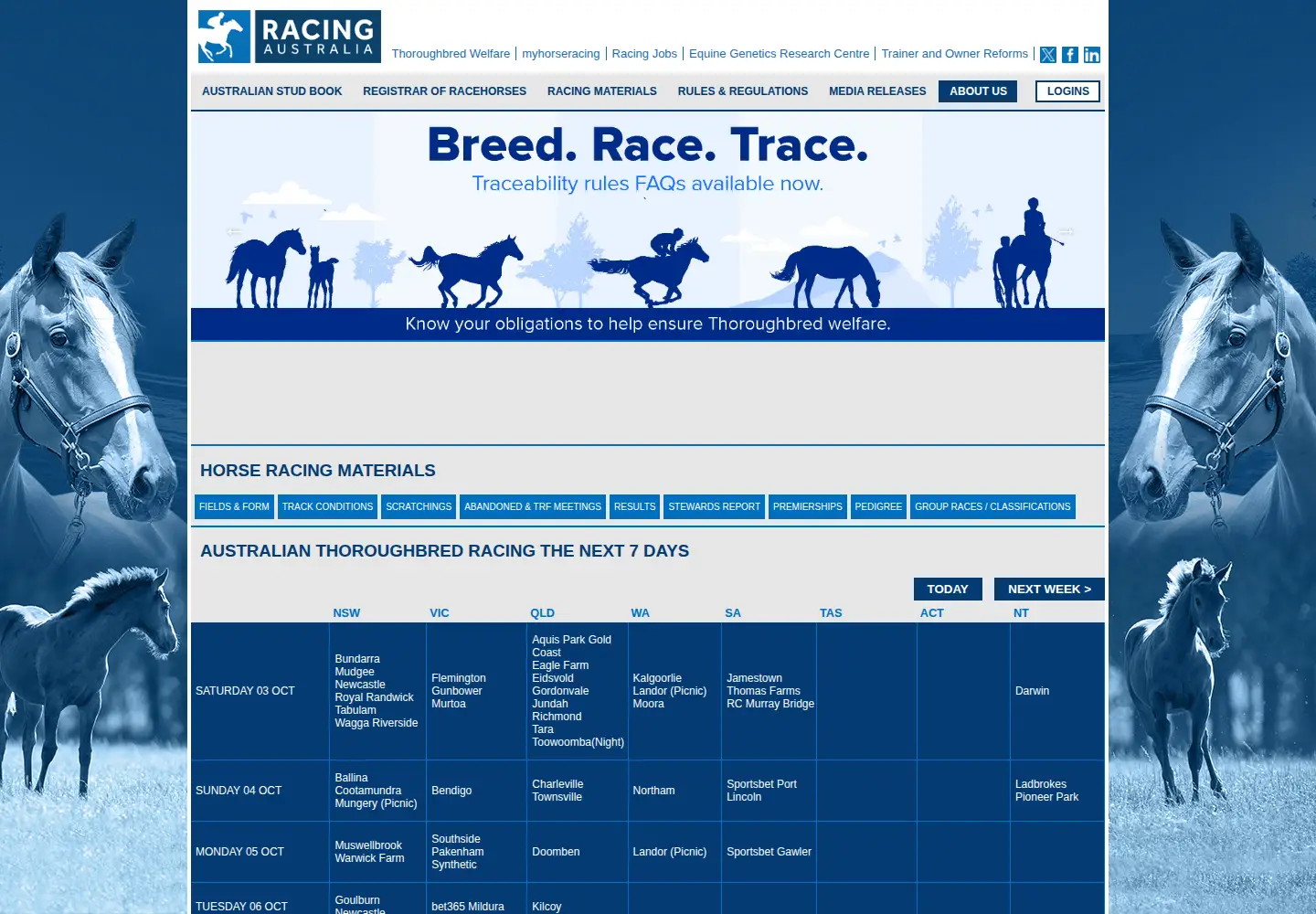 Screenshot of racingaustralia.horse