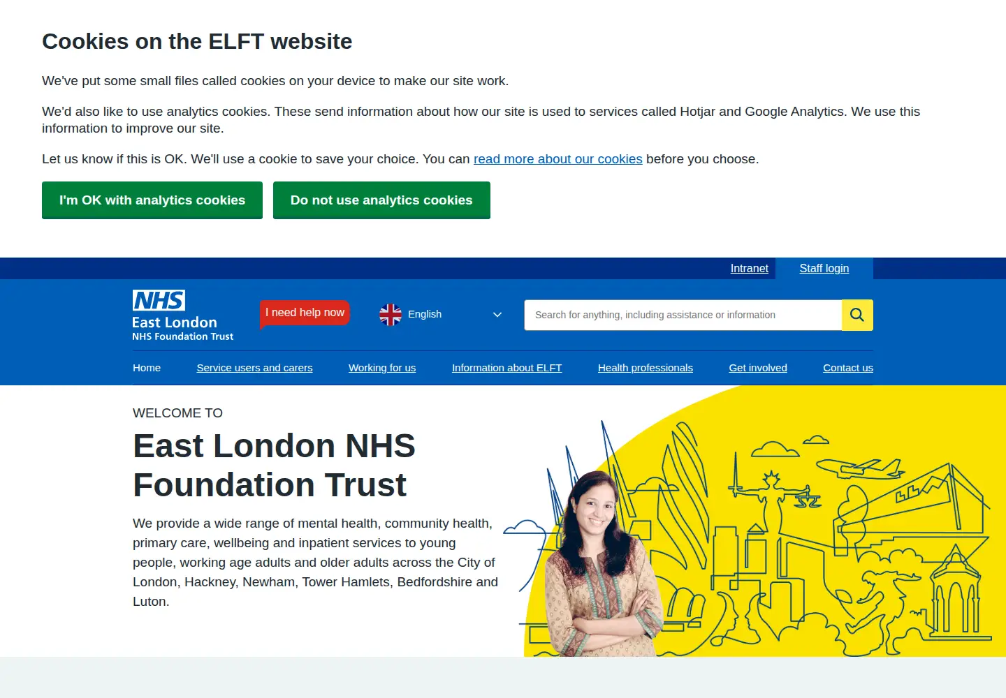 Screenshot of elft.nhs.uk