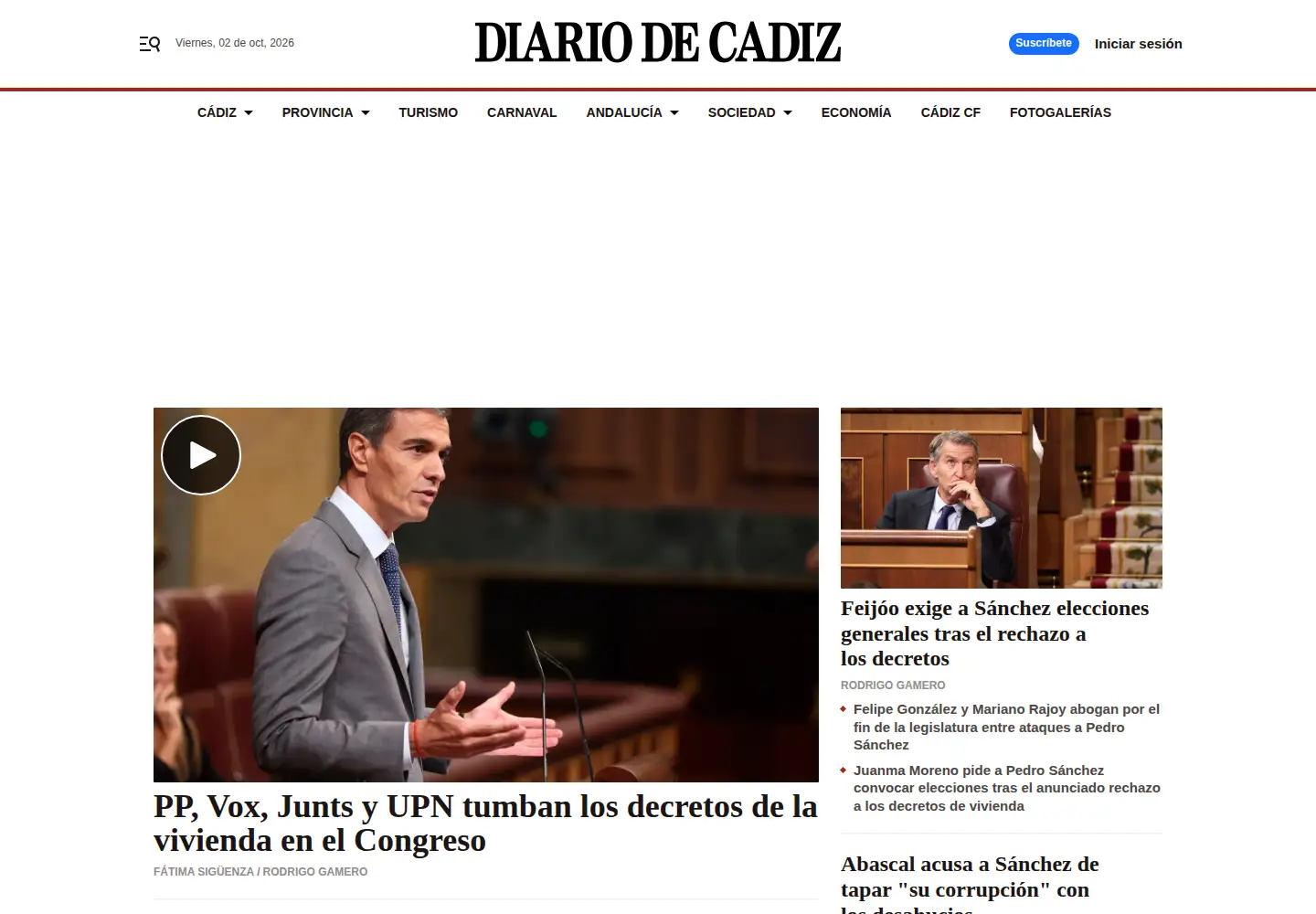 Screenshot of diariodecadiz.es