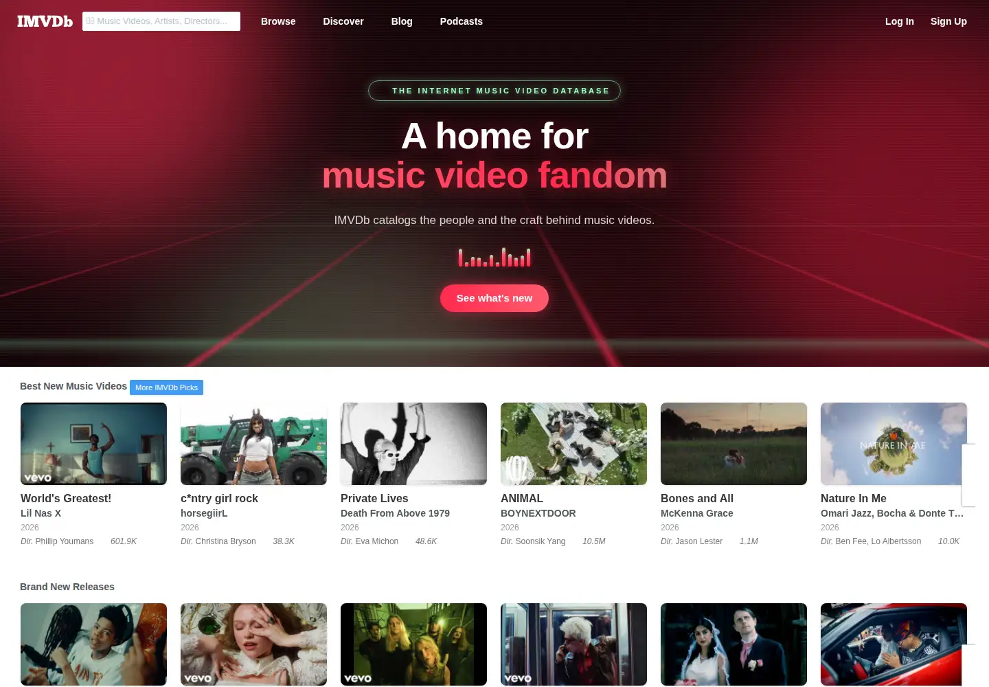 Screenshot of imvdb.com
