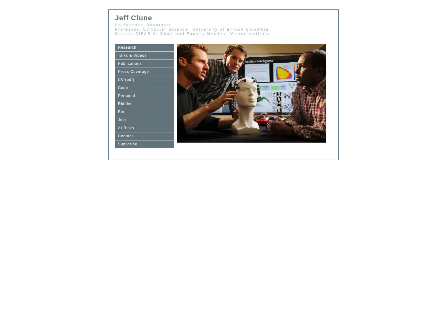 Screenshot of jeffclune.com
