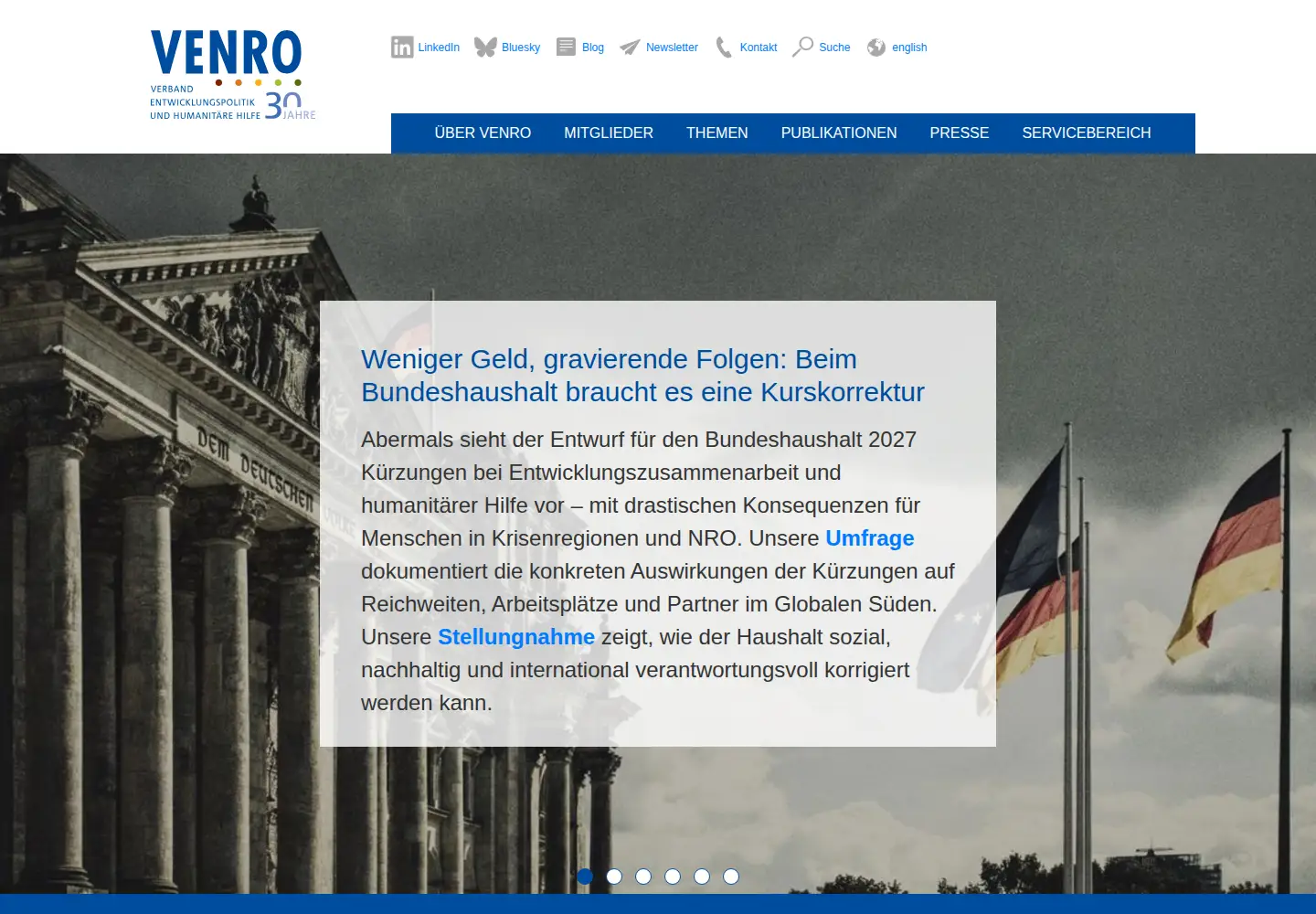 Screenshot of venro.org