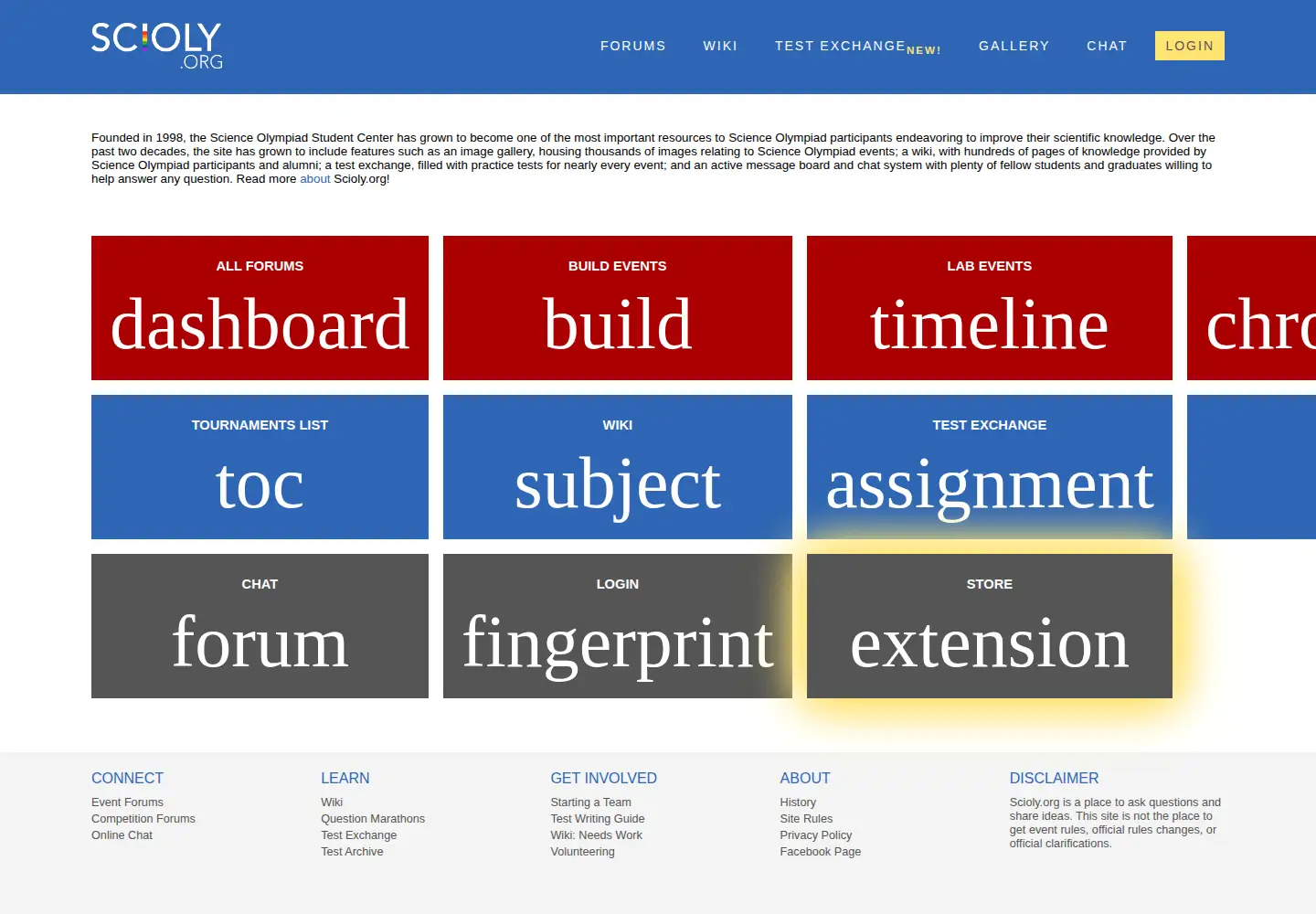 Screenshot of scioly.org