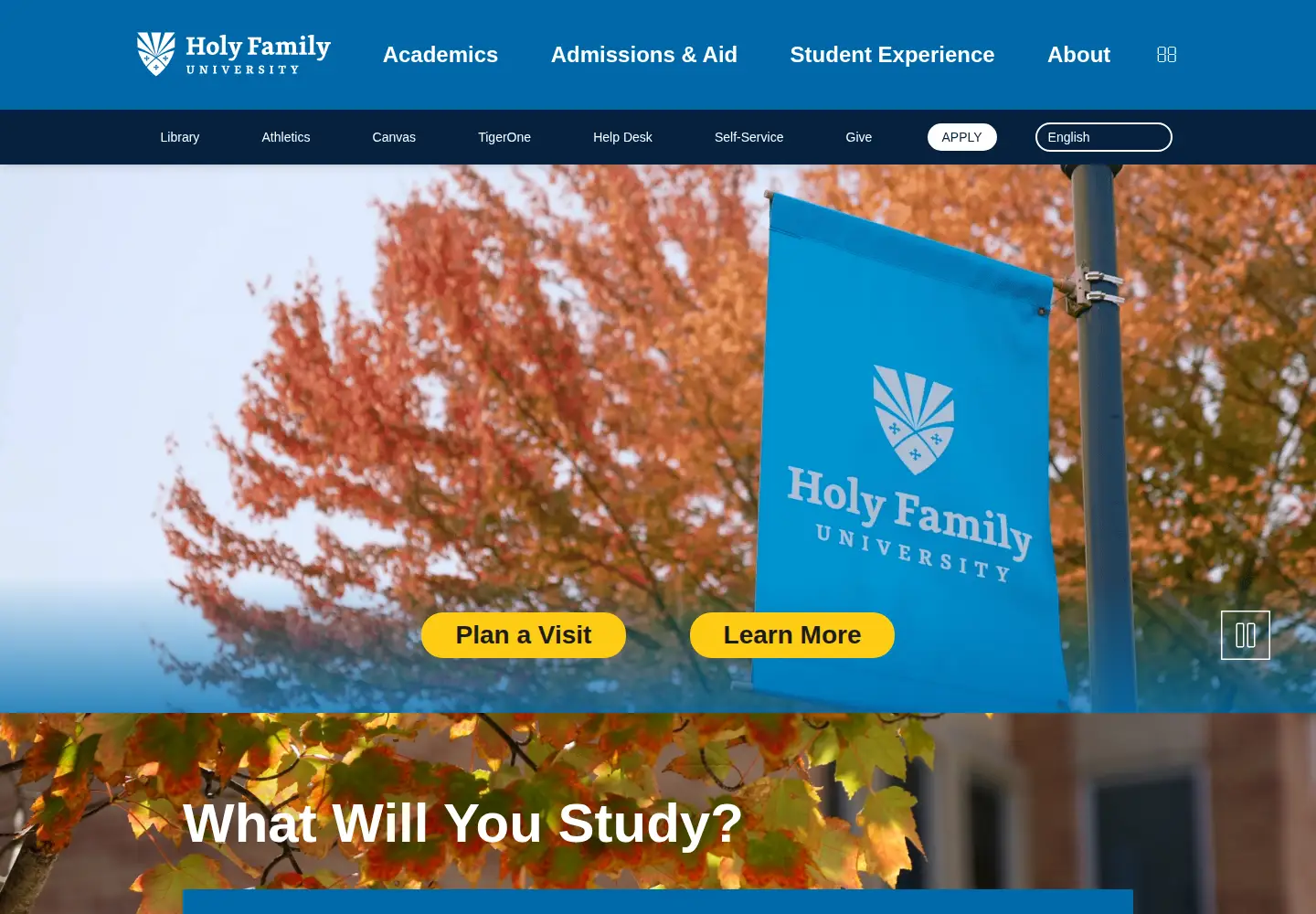 Screenshot of holyfamily.edu