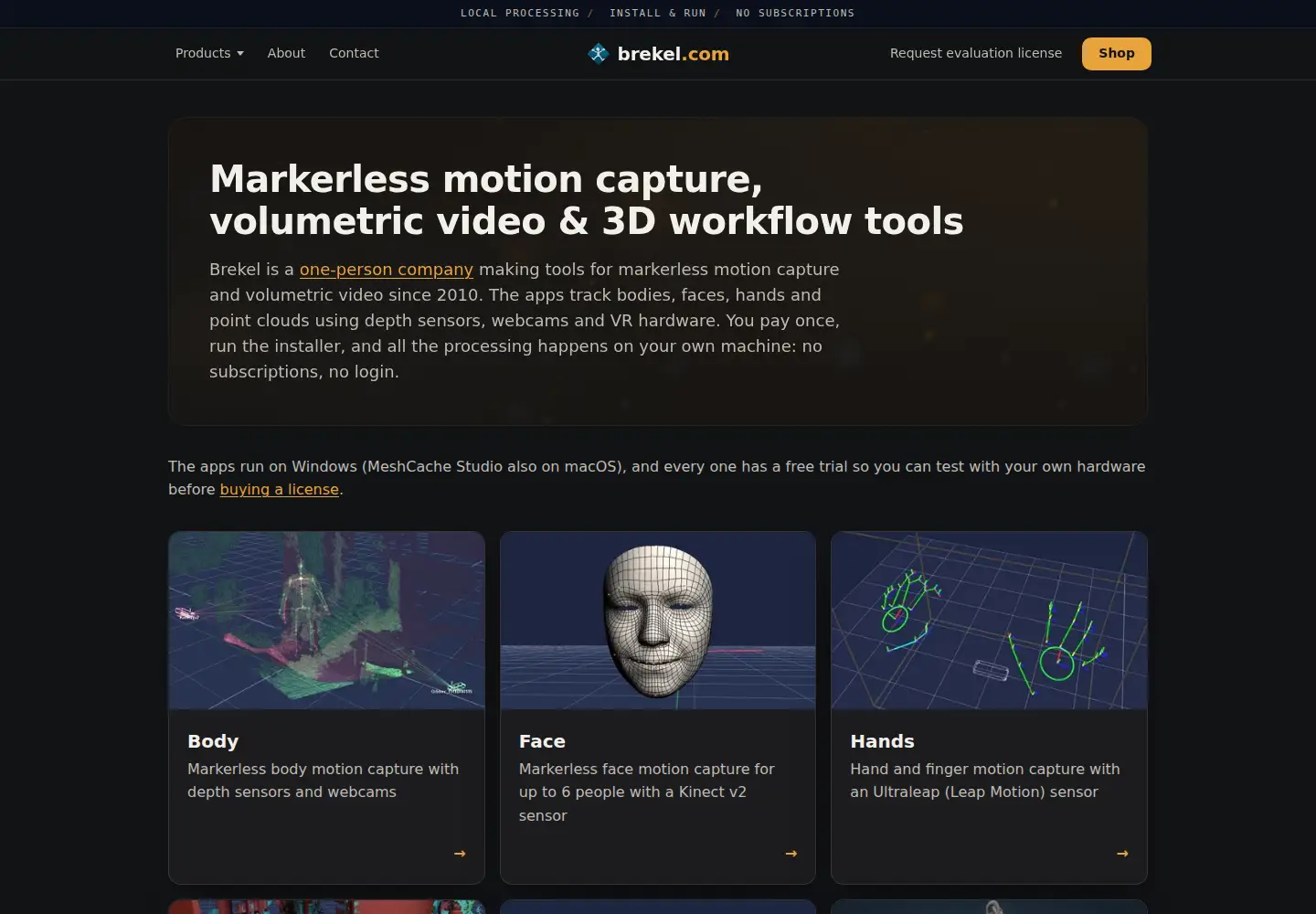 Screenshot of brekel.com