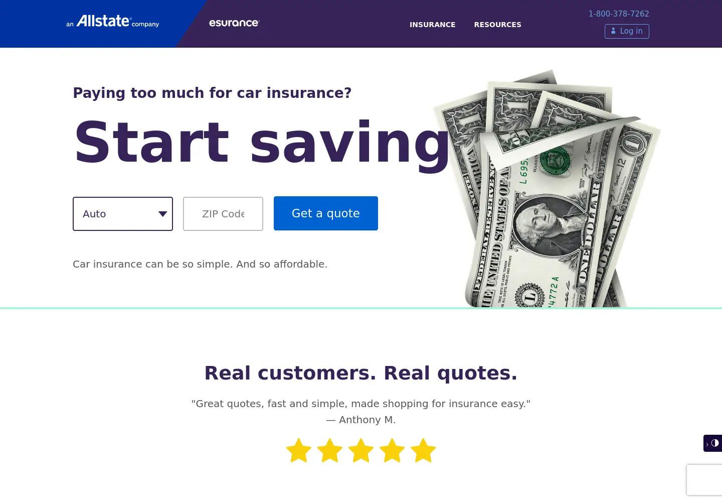 Screenshot of esurance.com