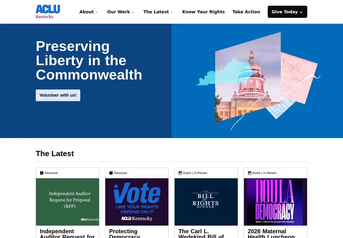 Screenshot of aclu-ky.org