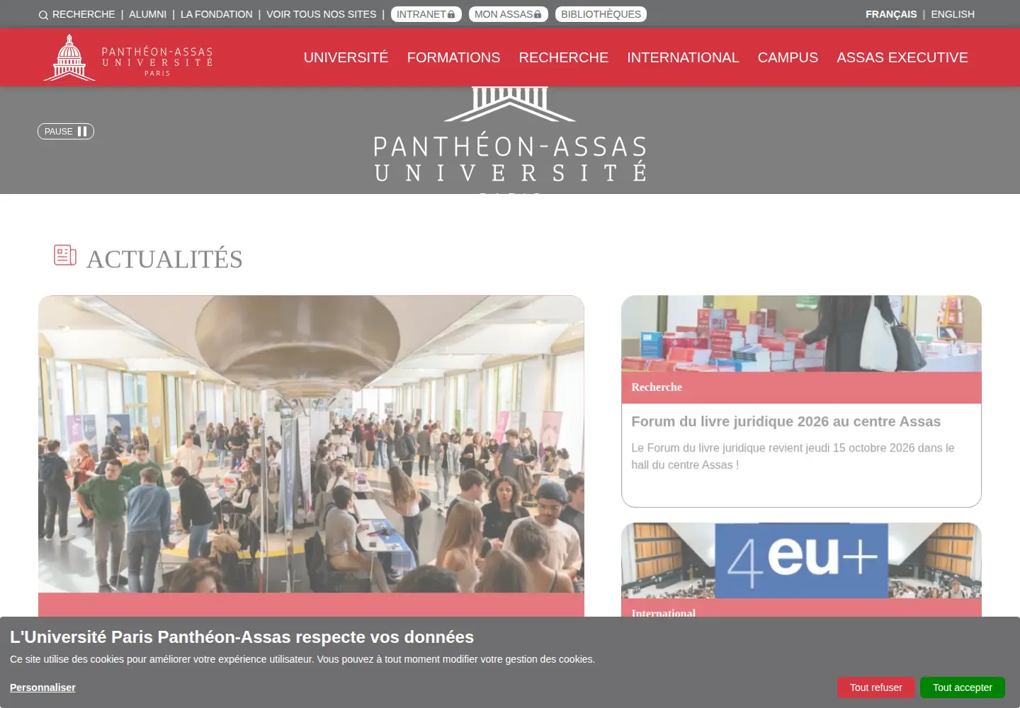 Screenshot of assas-universite.fr