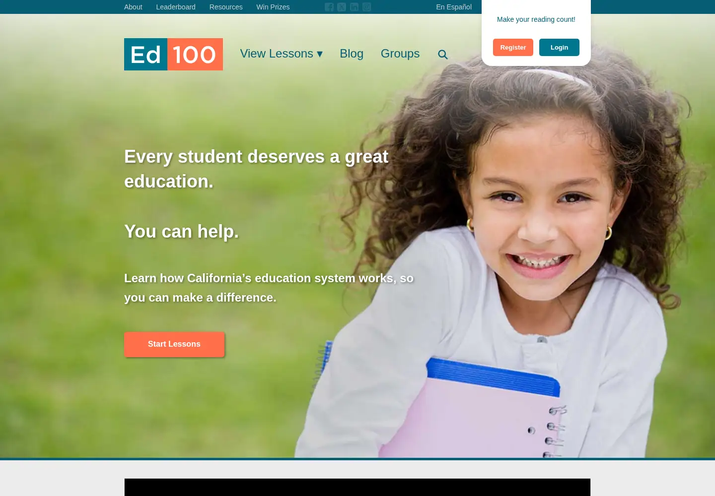 Screenshot of ed100.org