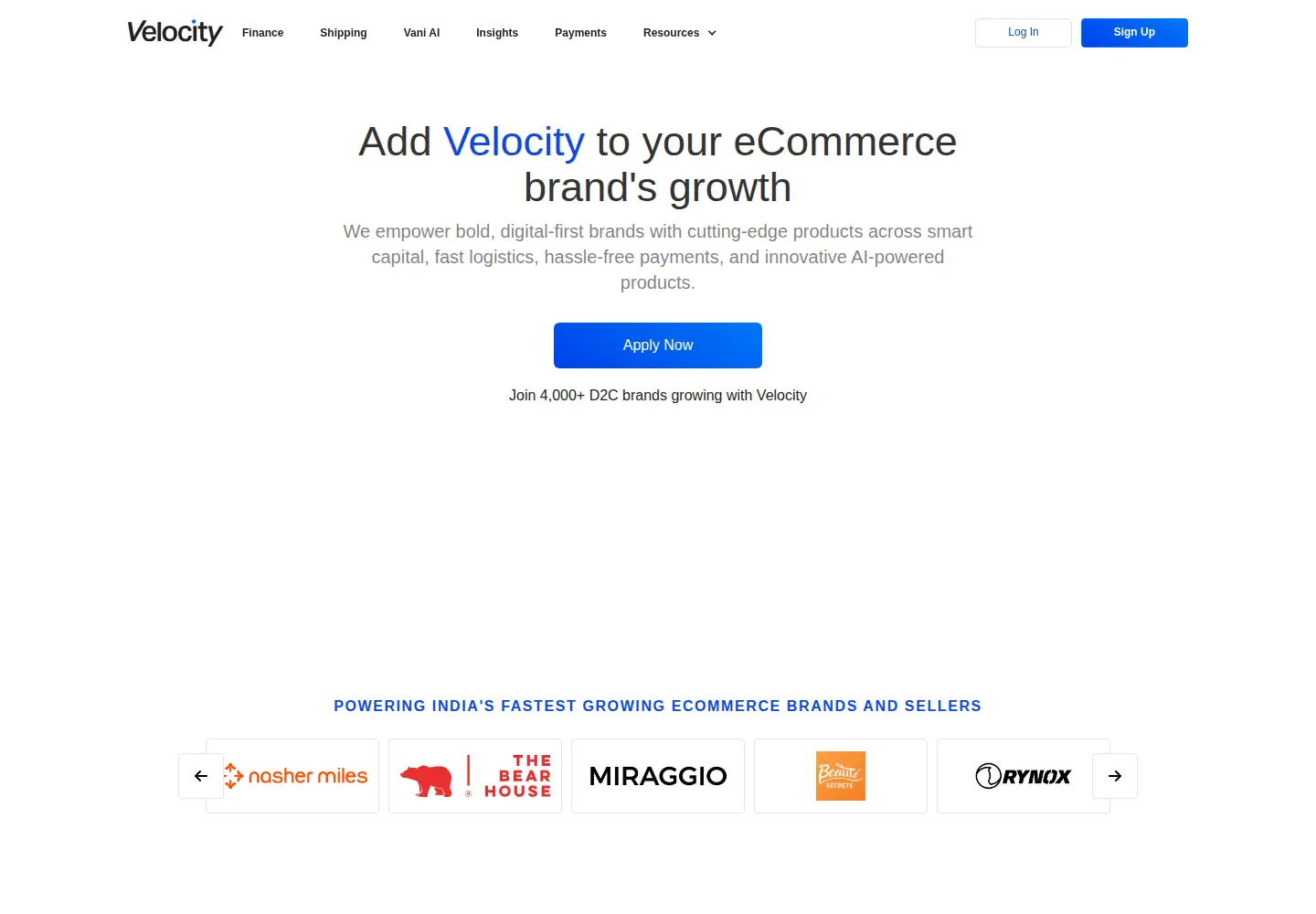Screenshot of velocity.in