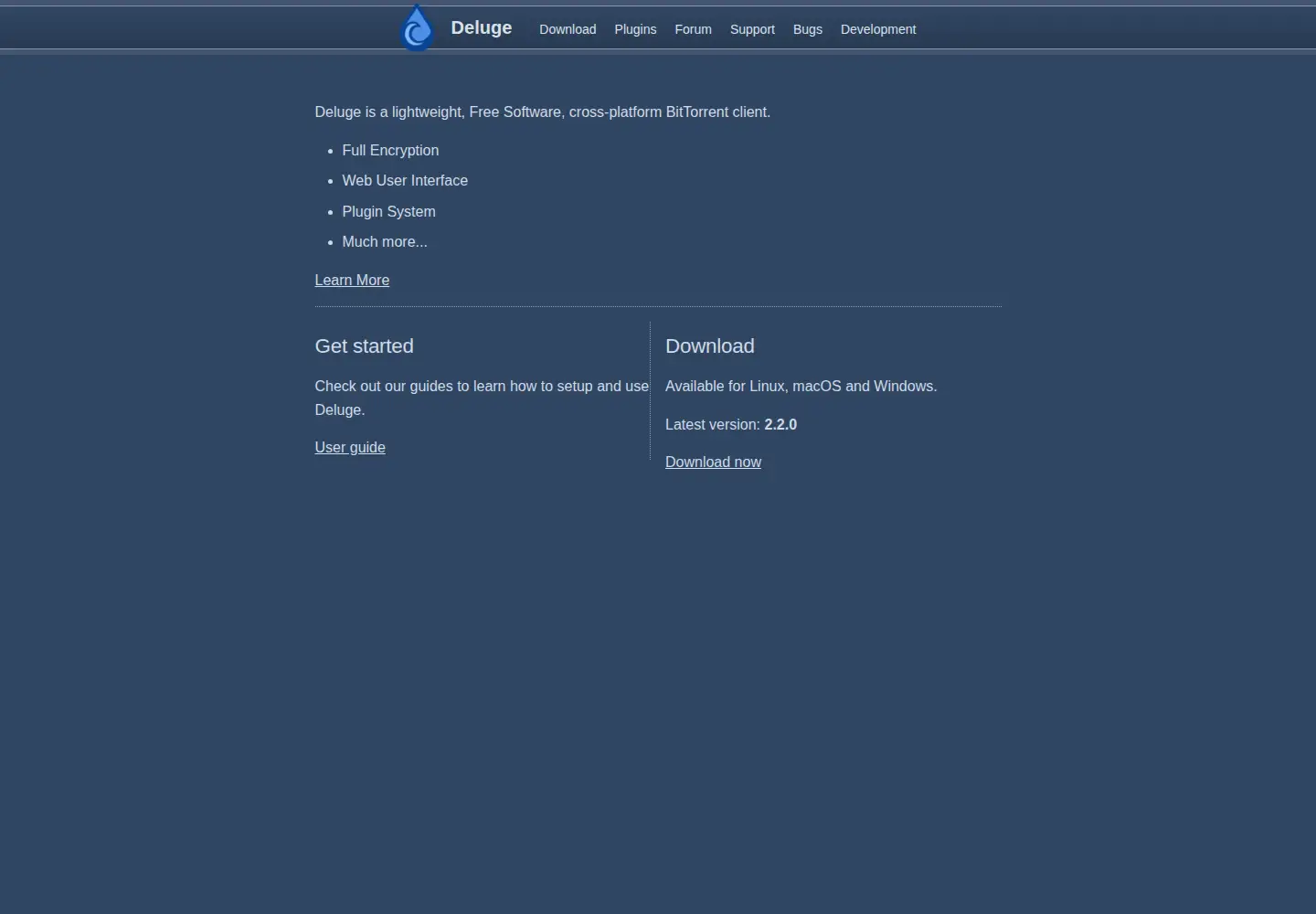 Screenshot of deluge-torrent.org