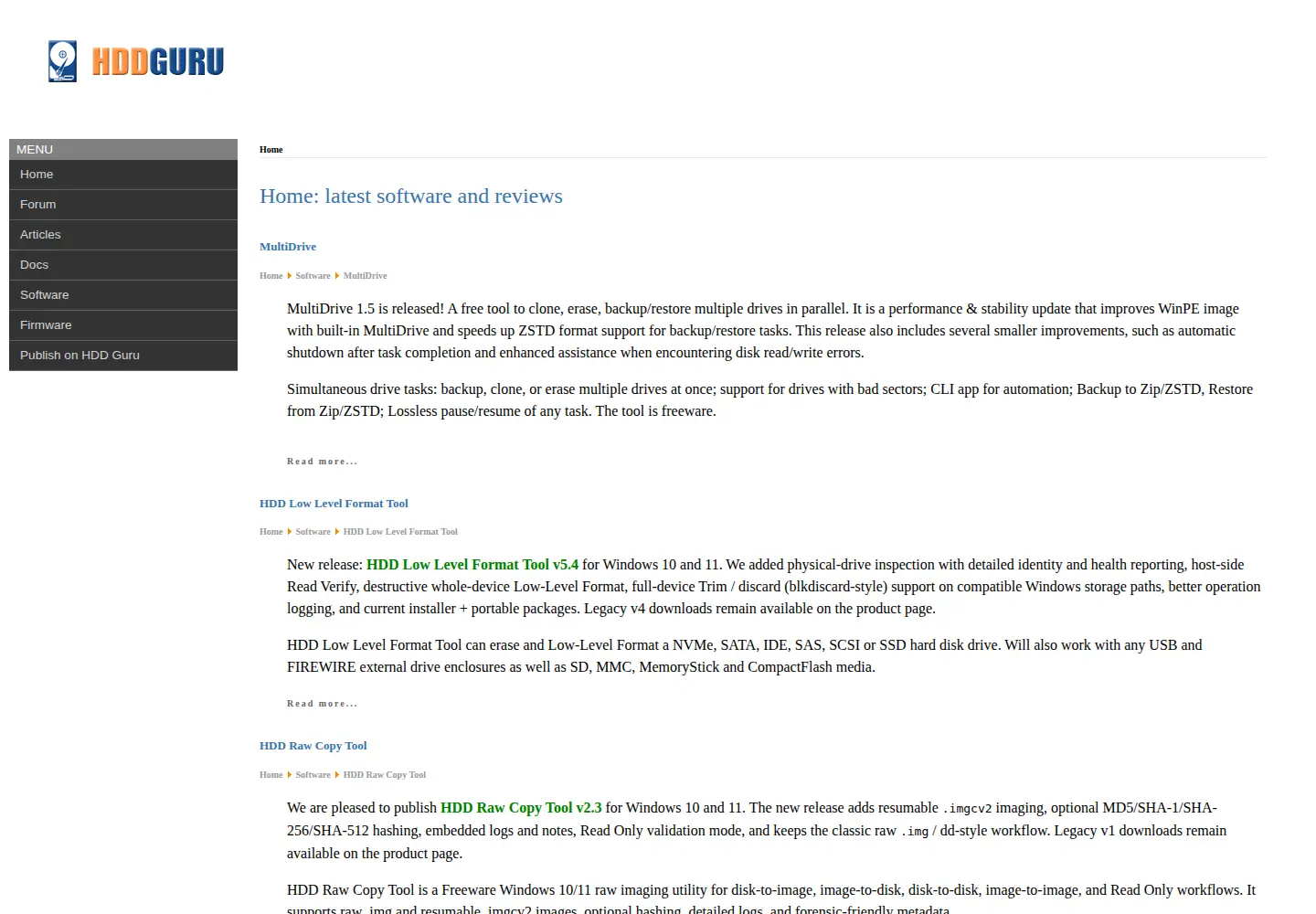 Screenshot of hddguru.com