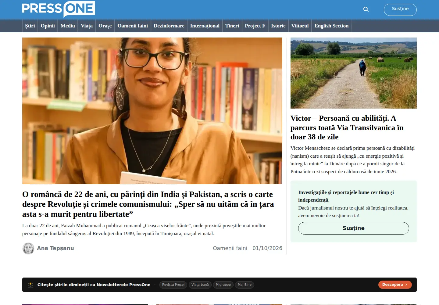 Screenshot of pressone.ro