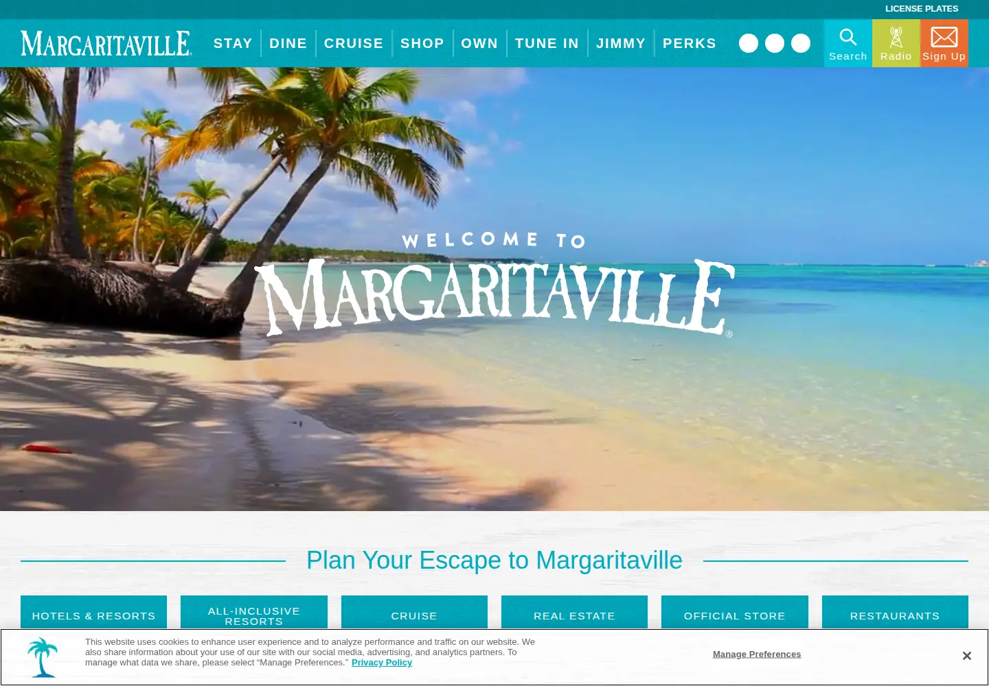 Screenshot of margaritaville.com