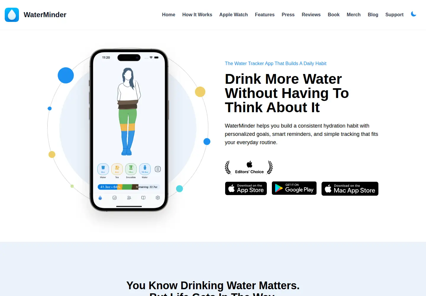 Screenshot of waterminder.com