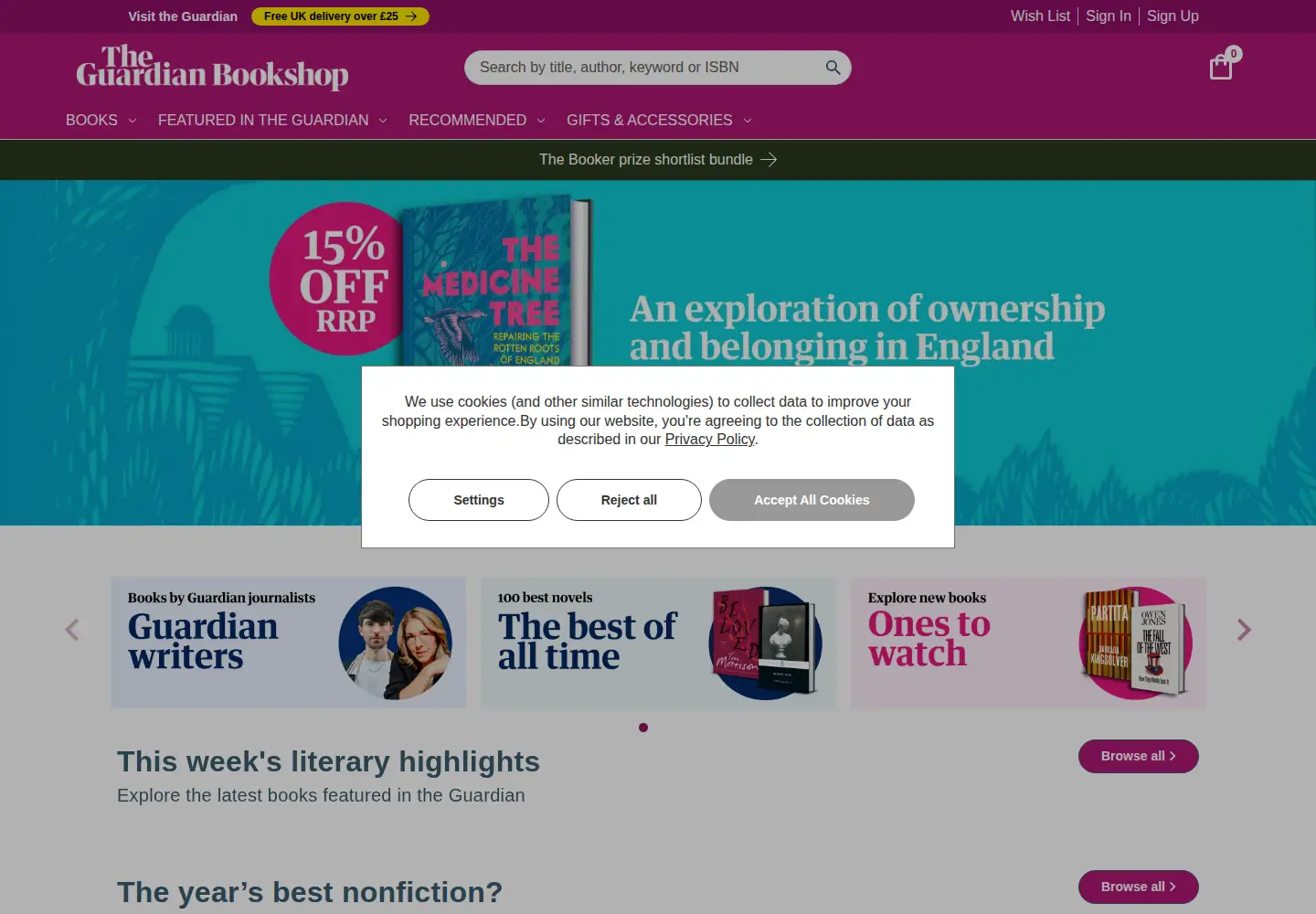 Screenshot of guardianbookshop.com