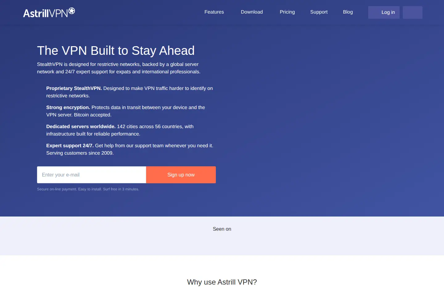 Screenshot of astrill.com