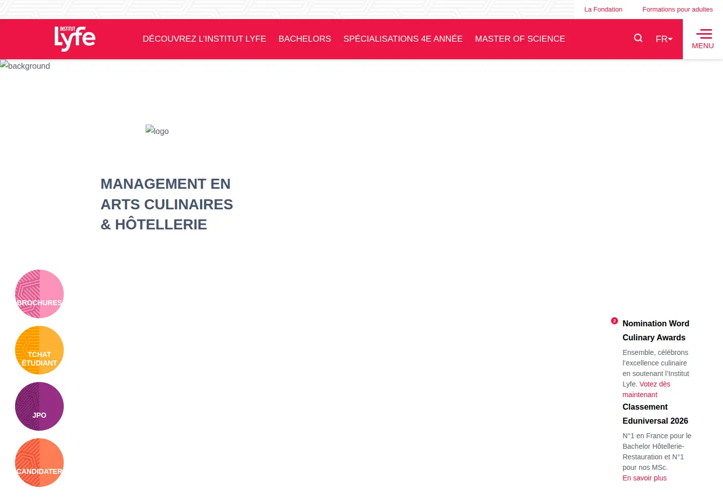 Screenshot of institutpaulbocuse.com
