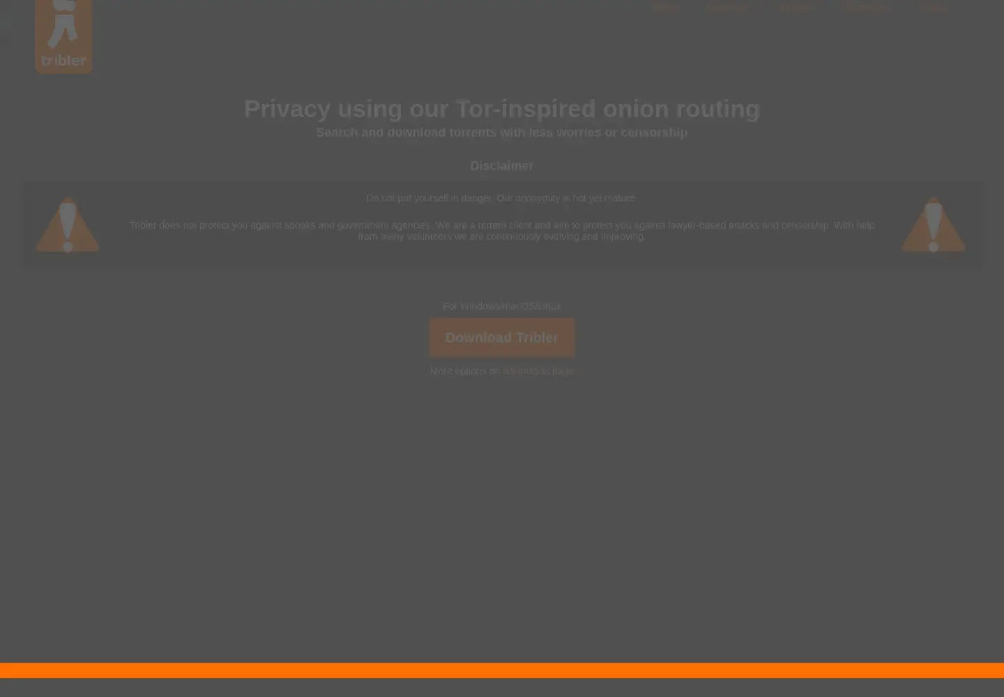 Screenshot of tribler.org