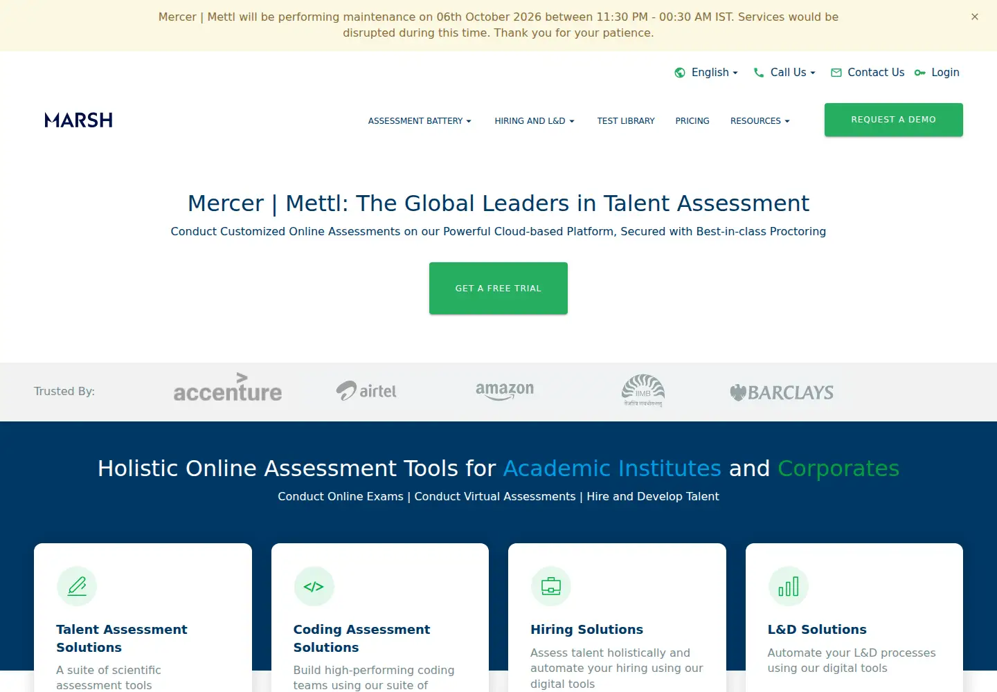 Screenshot of mettl.com