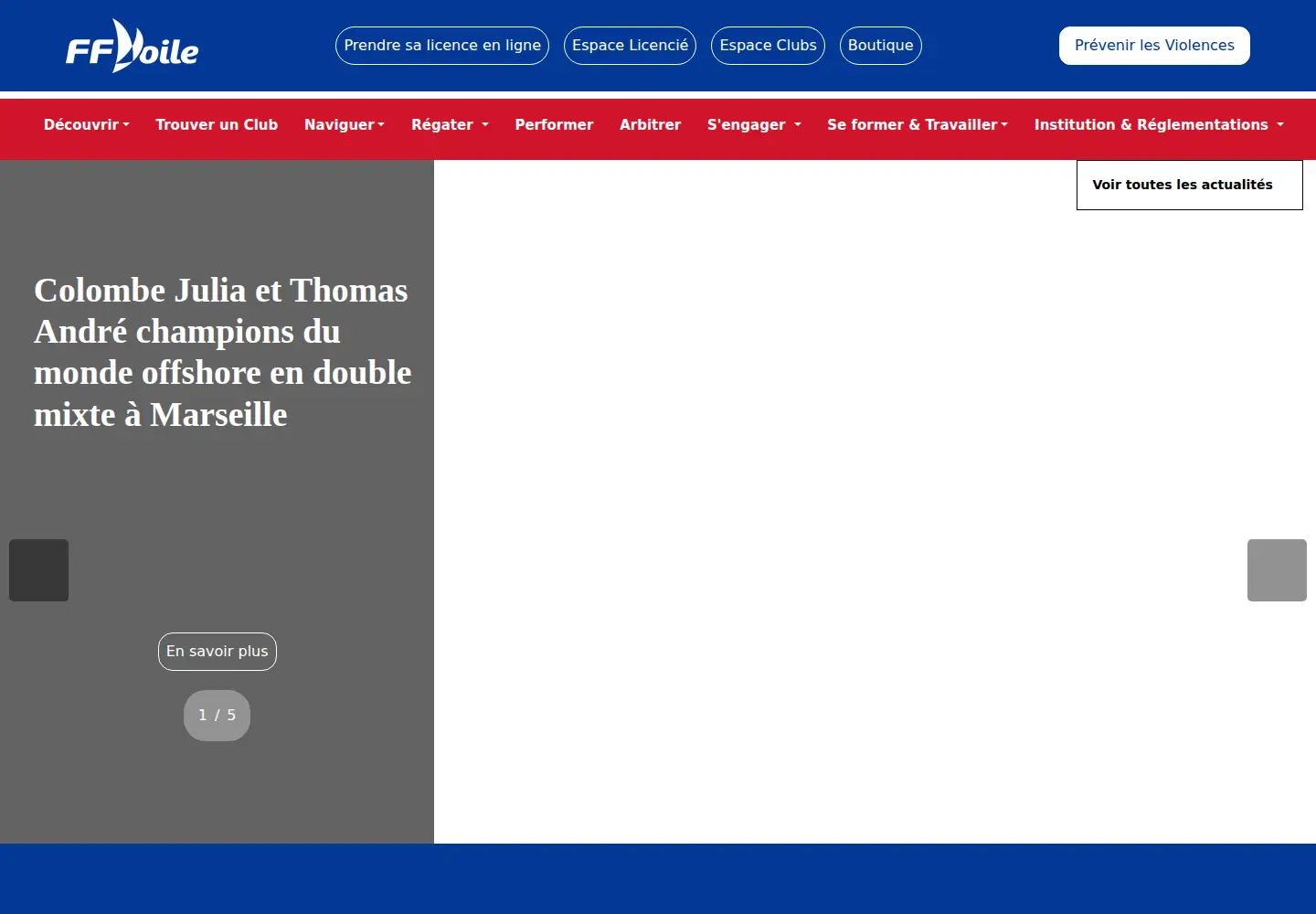 Screenshot of ffvoile.fr