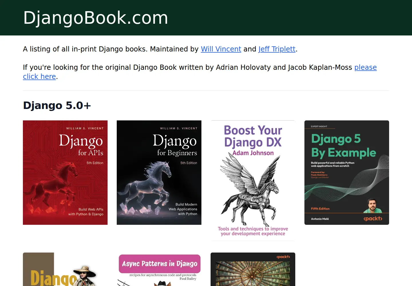 Screenshot of djangobook.com