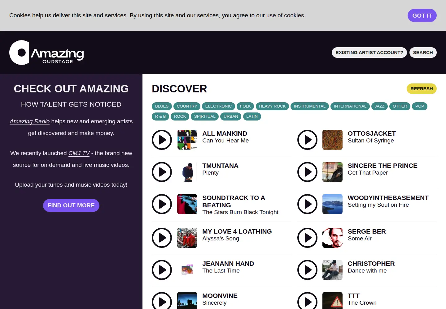 Screenshot of ourstage.com