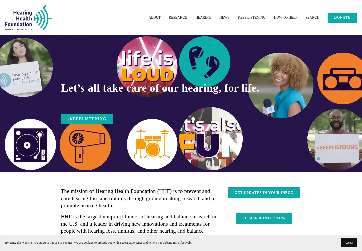 Captured homepage of hearinghealthfoundation.org in the current scan